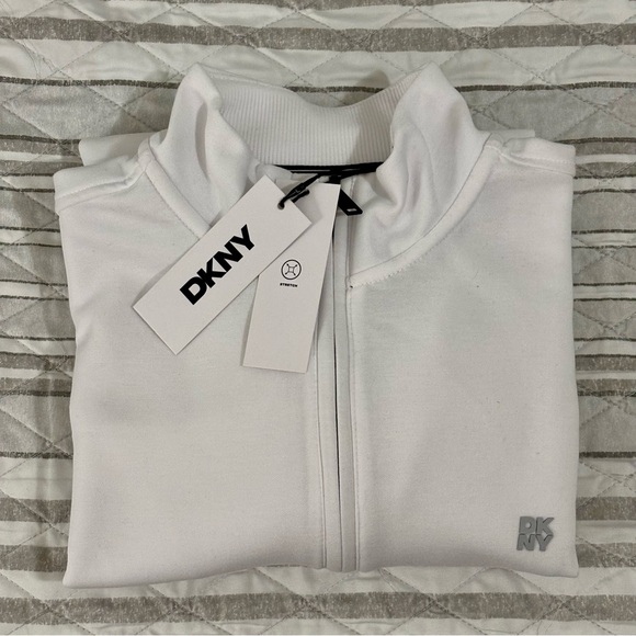 DKNY Mens Quarter-Zip Large White Long Sleeve Pullover - Picture 9 of 9